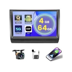 Hikity 9in Android Car Stereo 4+64GB CarPlay Prius 2003-2009 GPS WiFi BT Cam